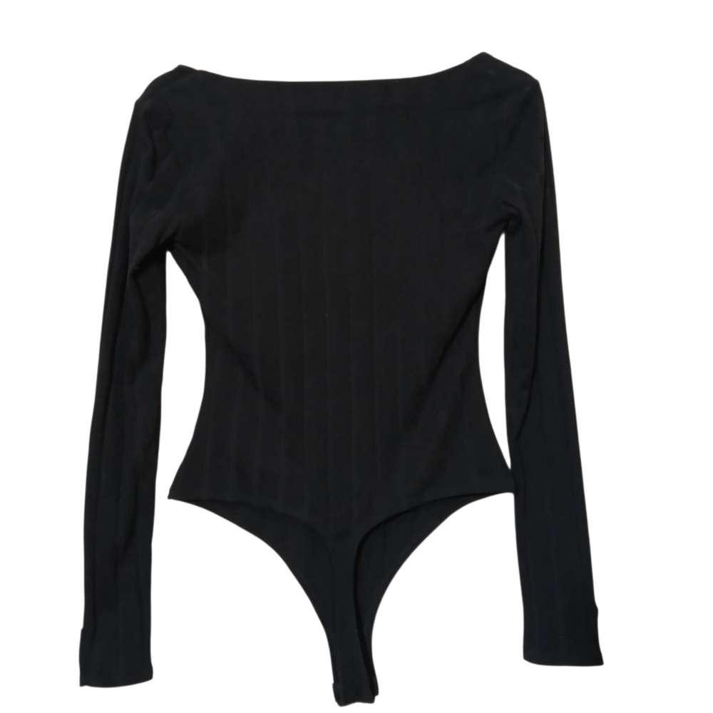 Free People Black Ribbed Bodysuit Square Neckline Party Cocktails Concerts - Picture 8 of 10